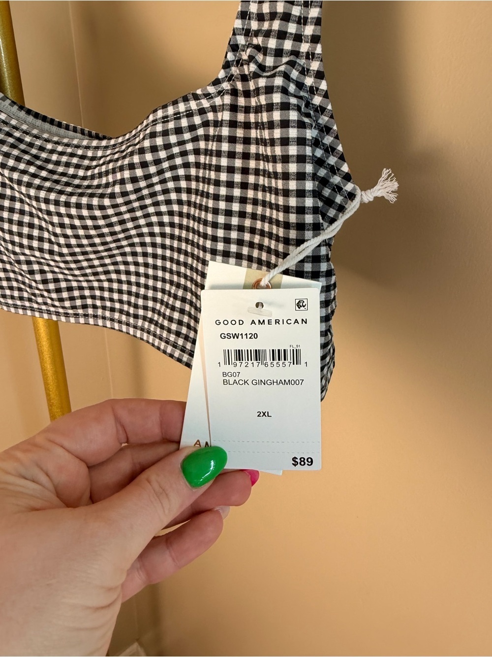 ✨ Good American Black Gingham Bikini Swim Top – Size 2XL | NWT ✨ - Picture 4 of 5